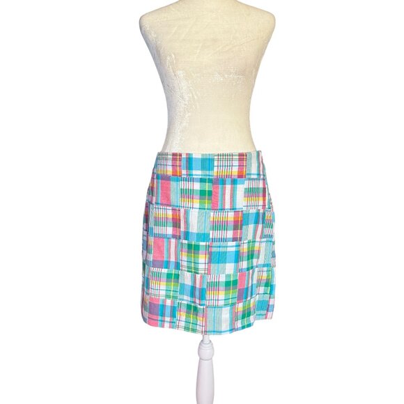 Talbots Petite A-Line side zip knee length multicolored patchwork skirt size 6P - Picture 1 of 11